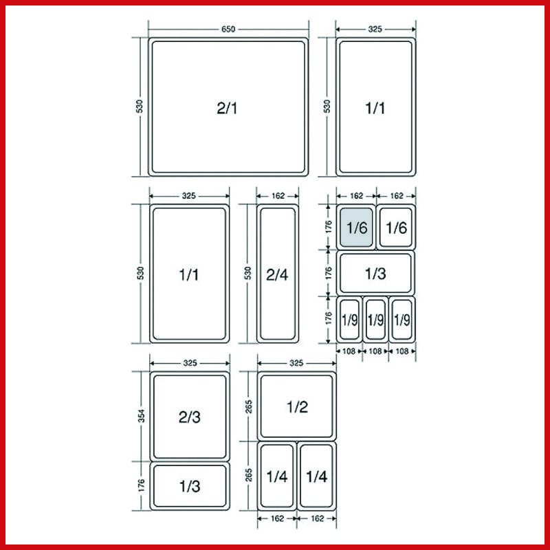 Stainless Steel Gastronorm Container - GN 1/6 - 150mm